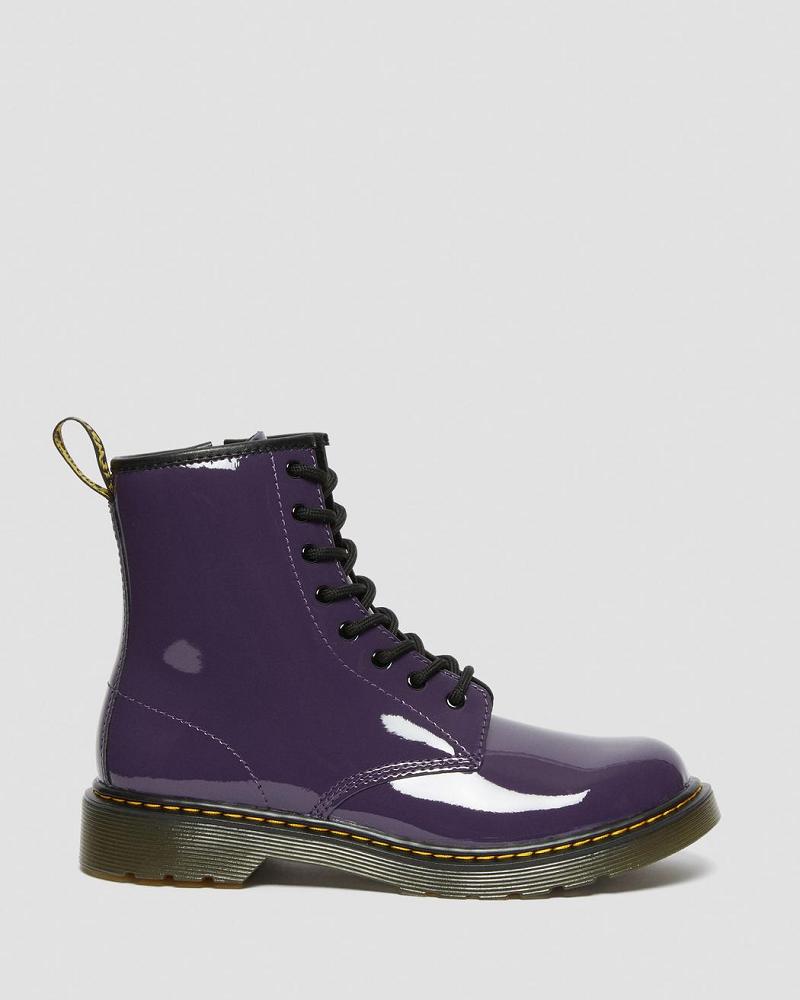 Kids' Dr Martens Youth 1460 Patent Leather Lace Up Boots Purple | AU 713WNB